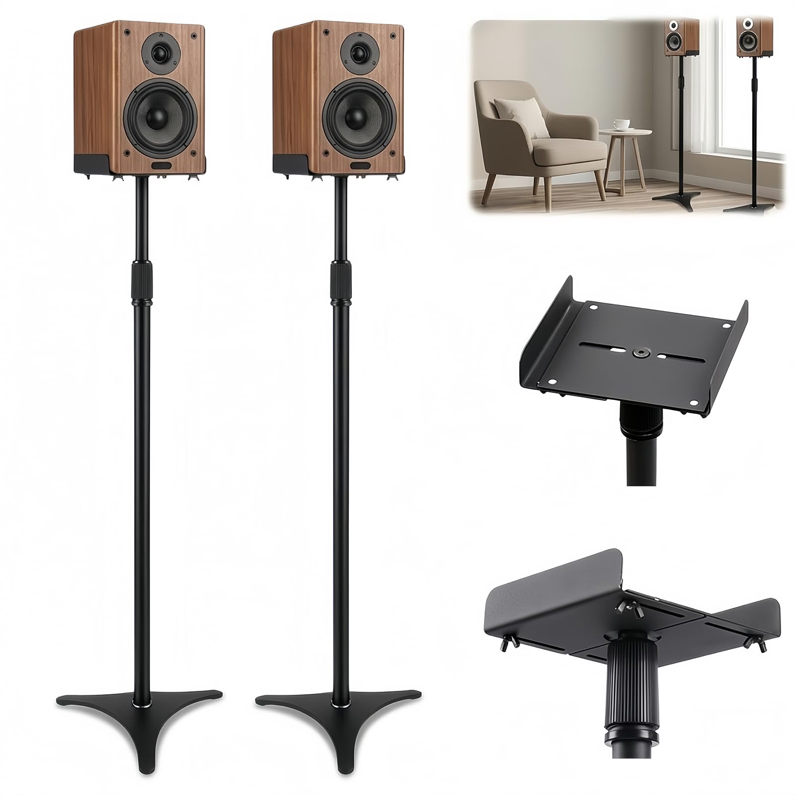 Amazon | スピーカースタンド 2台1セット 高さ調整78～145cm 拡張